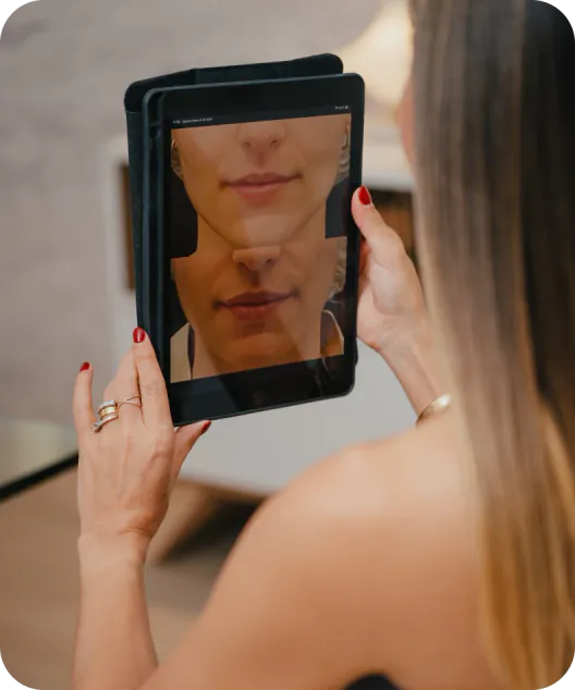 Comparação de antes e depois do tratamento em um tablet